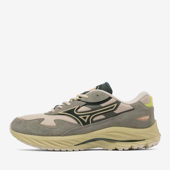 Mizuno Mens Wave Rider Beta Sportstyle Suede Sneakers / White/Green